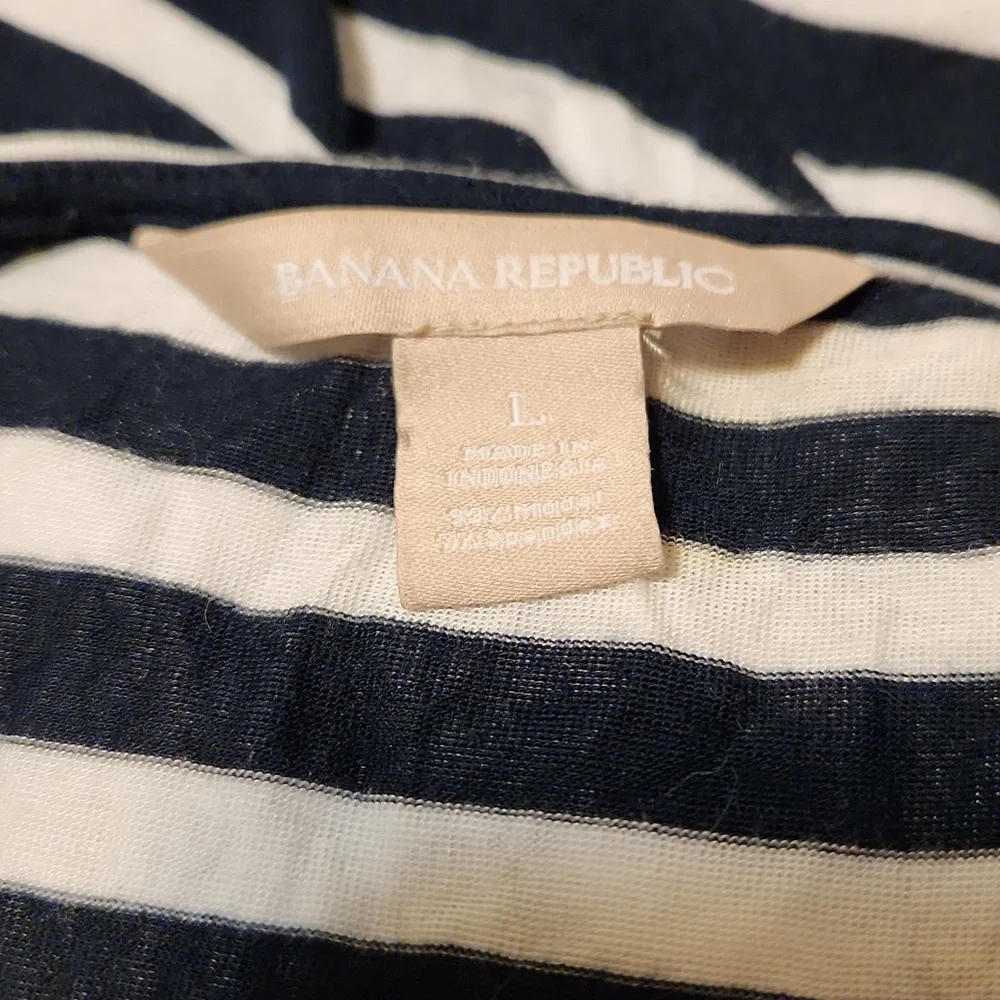 BANANA REPUBLIC: Navy & White Striped Maxi Dress Size L - Picture 7 of 9